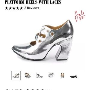 Silver Platform Heels with Laces